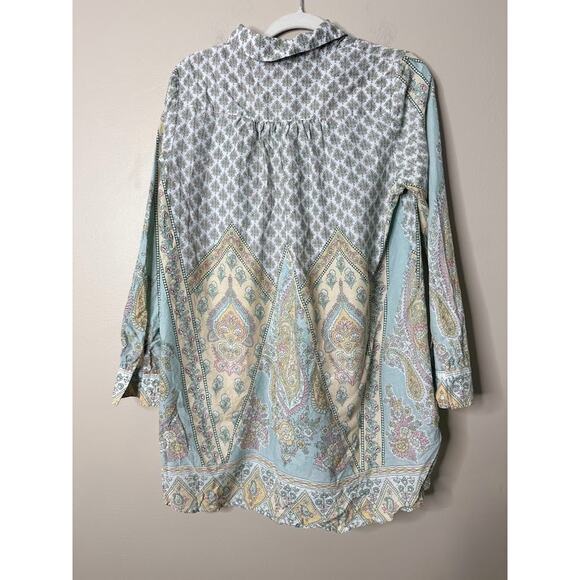 Soft Surroundings Paisley Floral Cotton Voile Tabitha Tunic Top Boho Medium - Picture 5 of 9